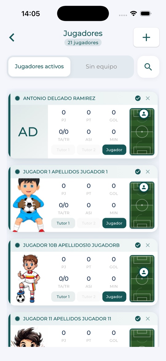 Lista de jugadores