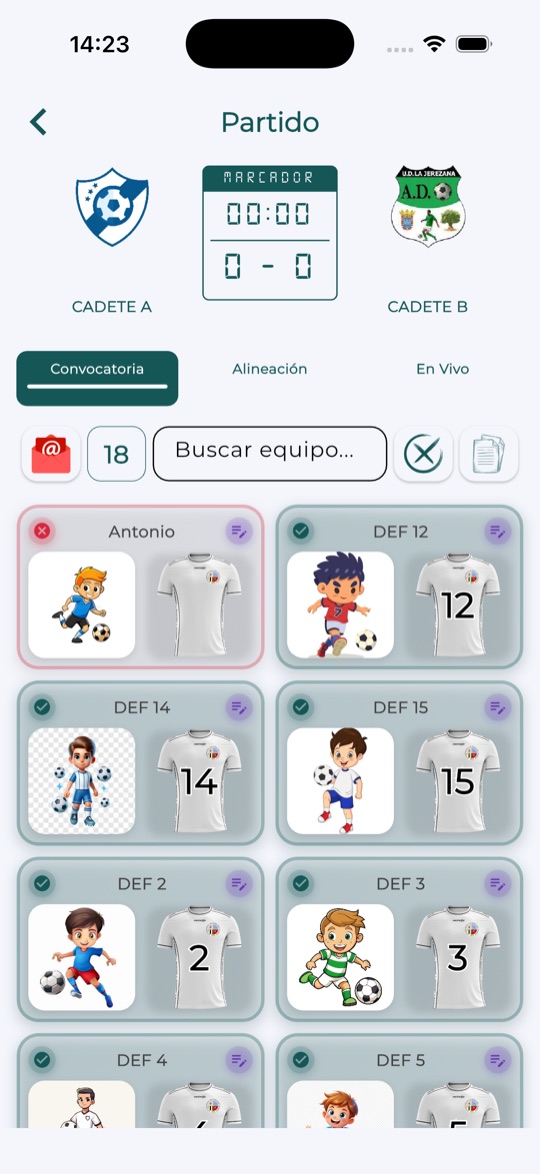 Convocatoria del partido