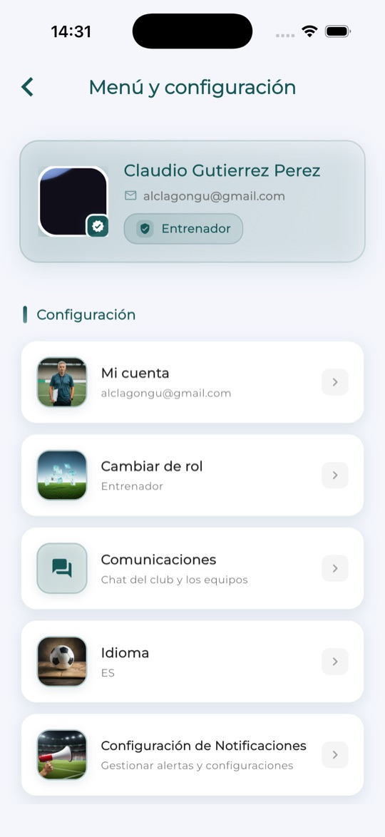 Menú y configuración