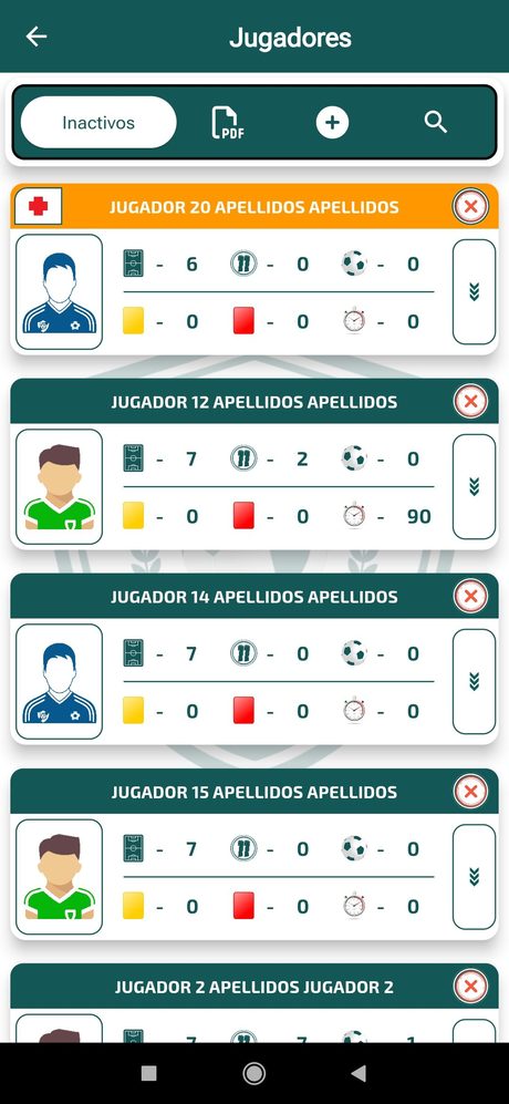 App de FutBase en el móvil con la plantilla del club