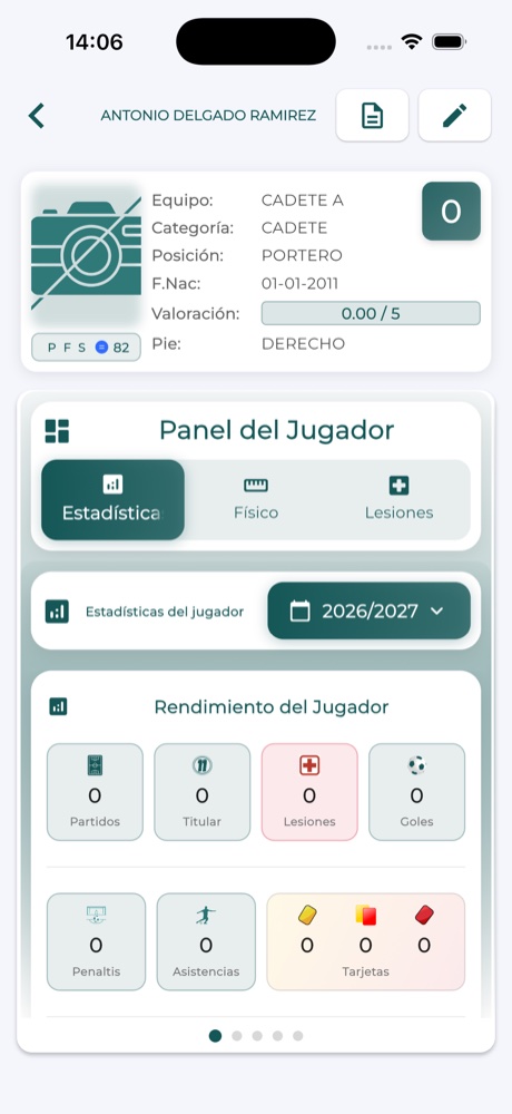 Ficha del jugador