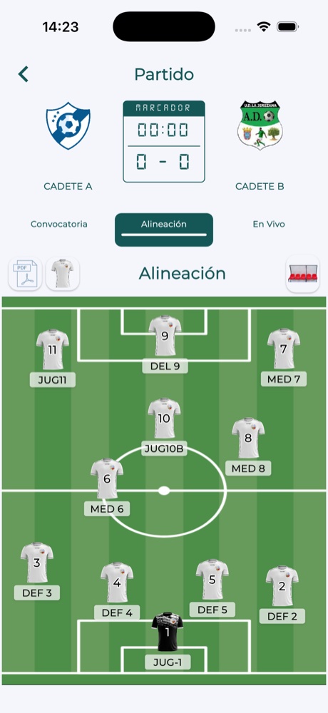 Alineación del equipo